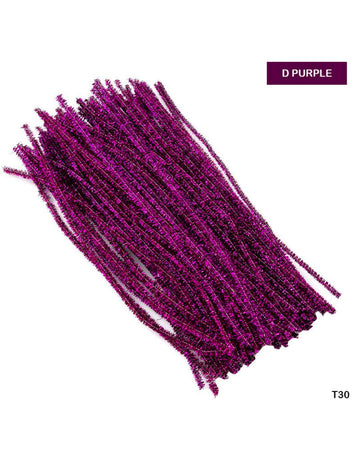 Pipe Cleaner Glitter 100Pc D Purple (T30)