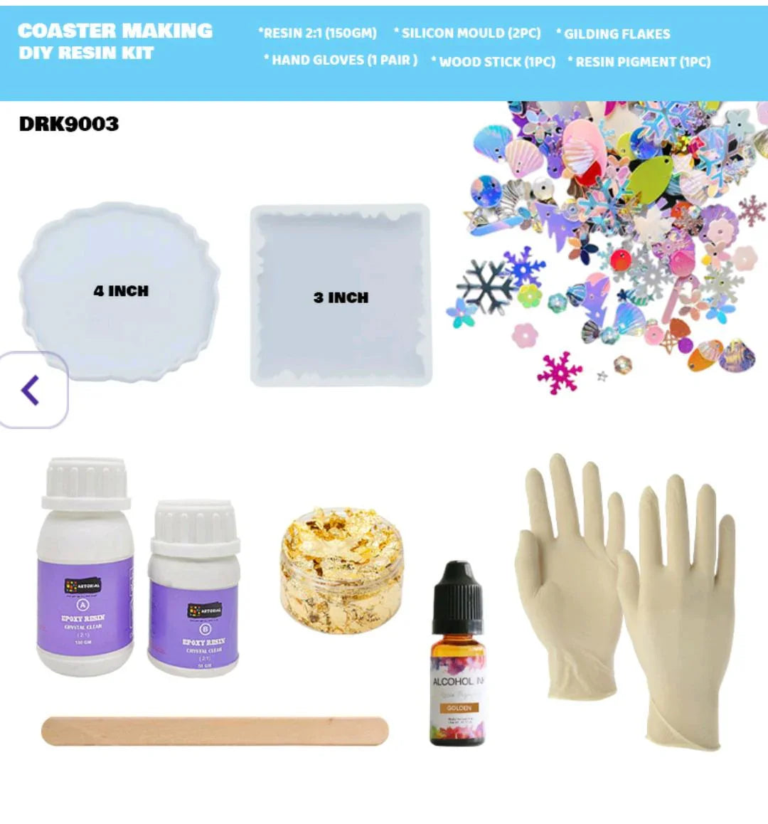 Drk9003 Artorial Coaster  Making Diy Resin Kit
