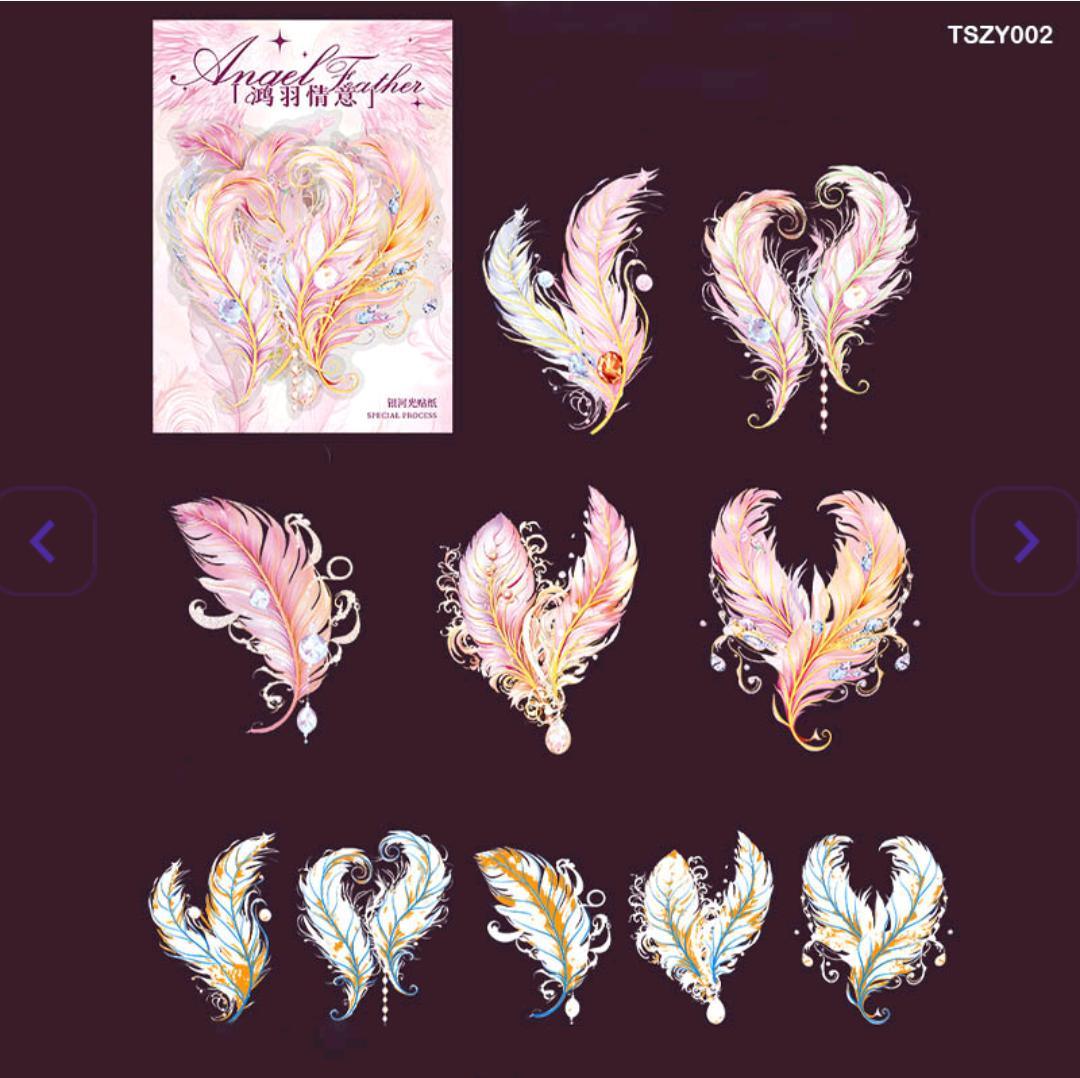 Tszy002 Angle Feather Deco Sticker 5Pc