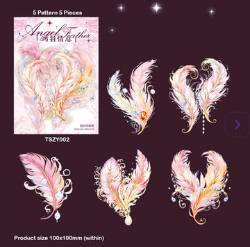 Tszy002 Angle Feather Deco Sticker 5Pc