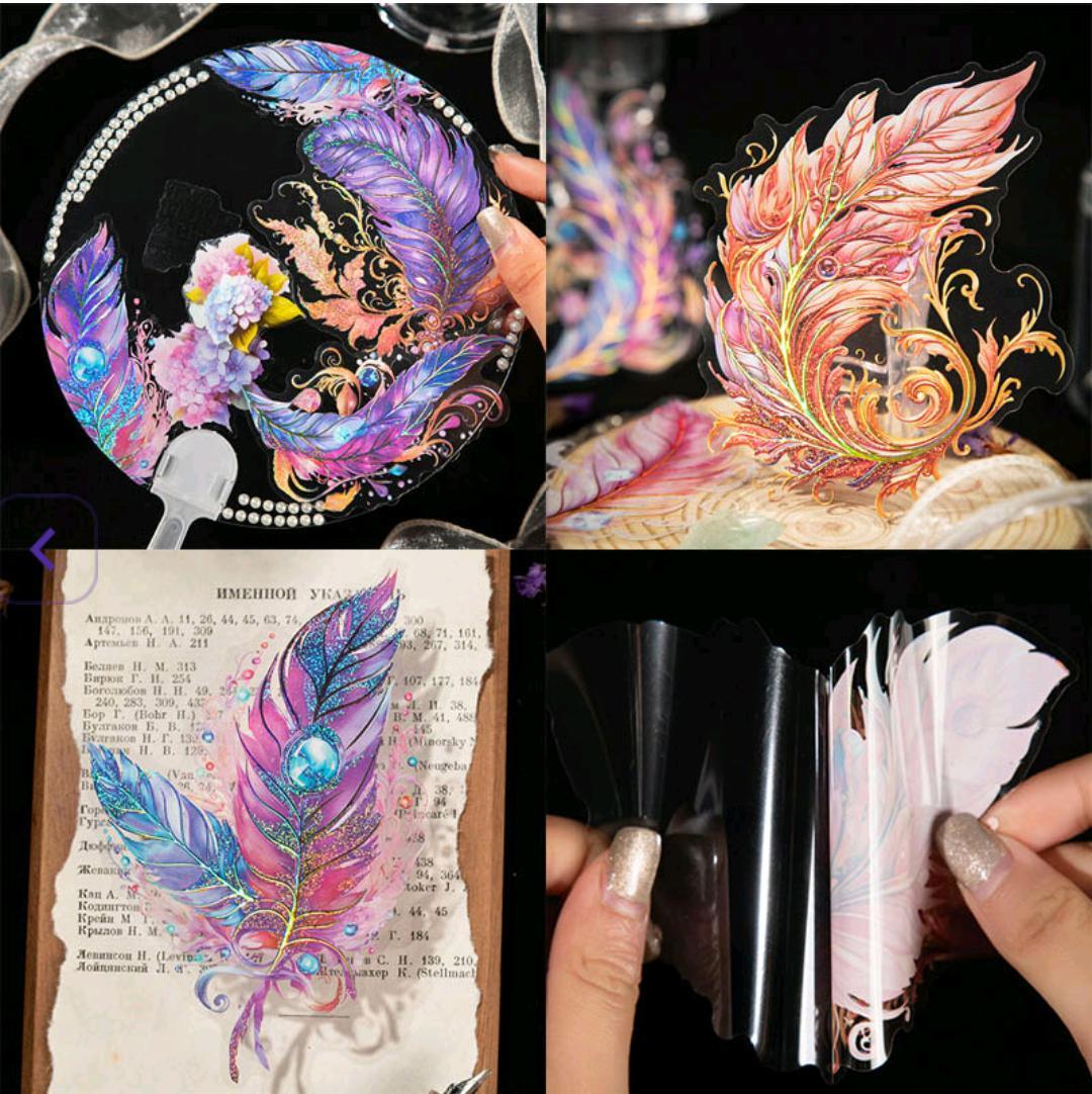 Tszy002 Angle Feather Deco Sticker 5Pc
