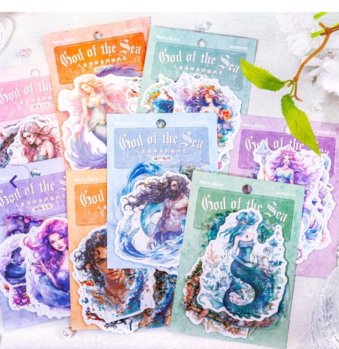 Tzzh086 Mermaid Retro Story Sticker Pack 20Pc
