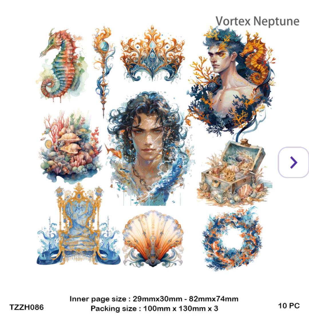 Tzzh086 Mermaid Retro Story Sticker Pack 20Pc