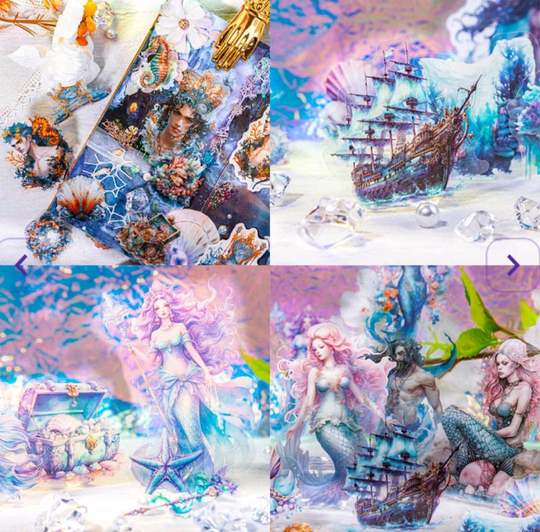 Tzzh085 Mermaid Retro Story Sticker Pack 20Pc