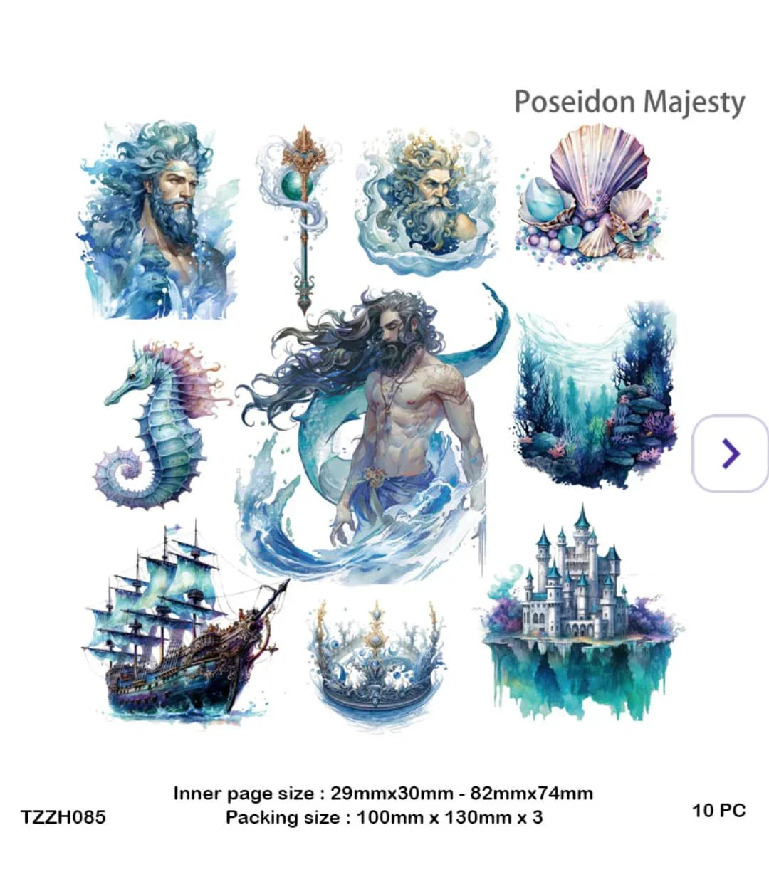 Tzzh085 Mermaid Retro Story Sticker Pack 20Pc