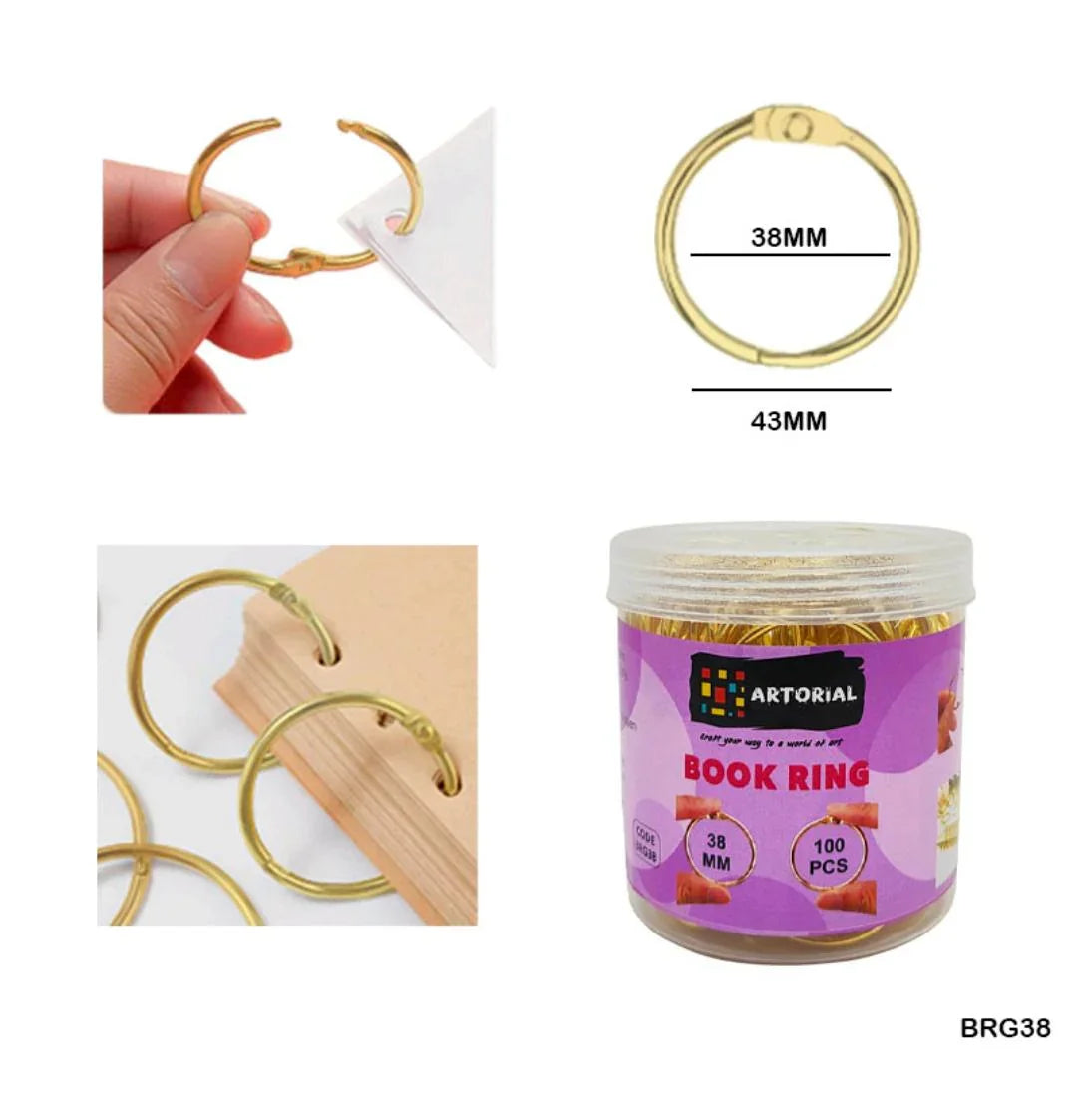 38Mm Book Ring Gold 100Pc (Brg38)