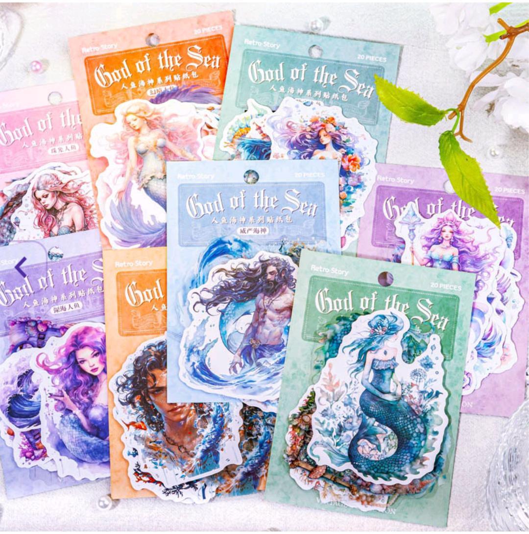 Tzzh080 Mermaid Retro Story Sticker Pack 20Pc