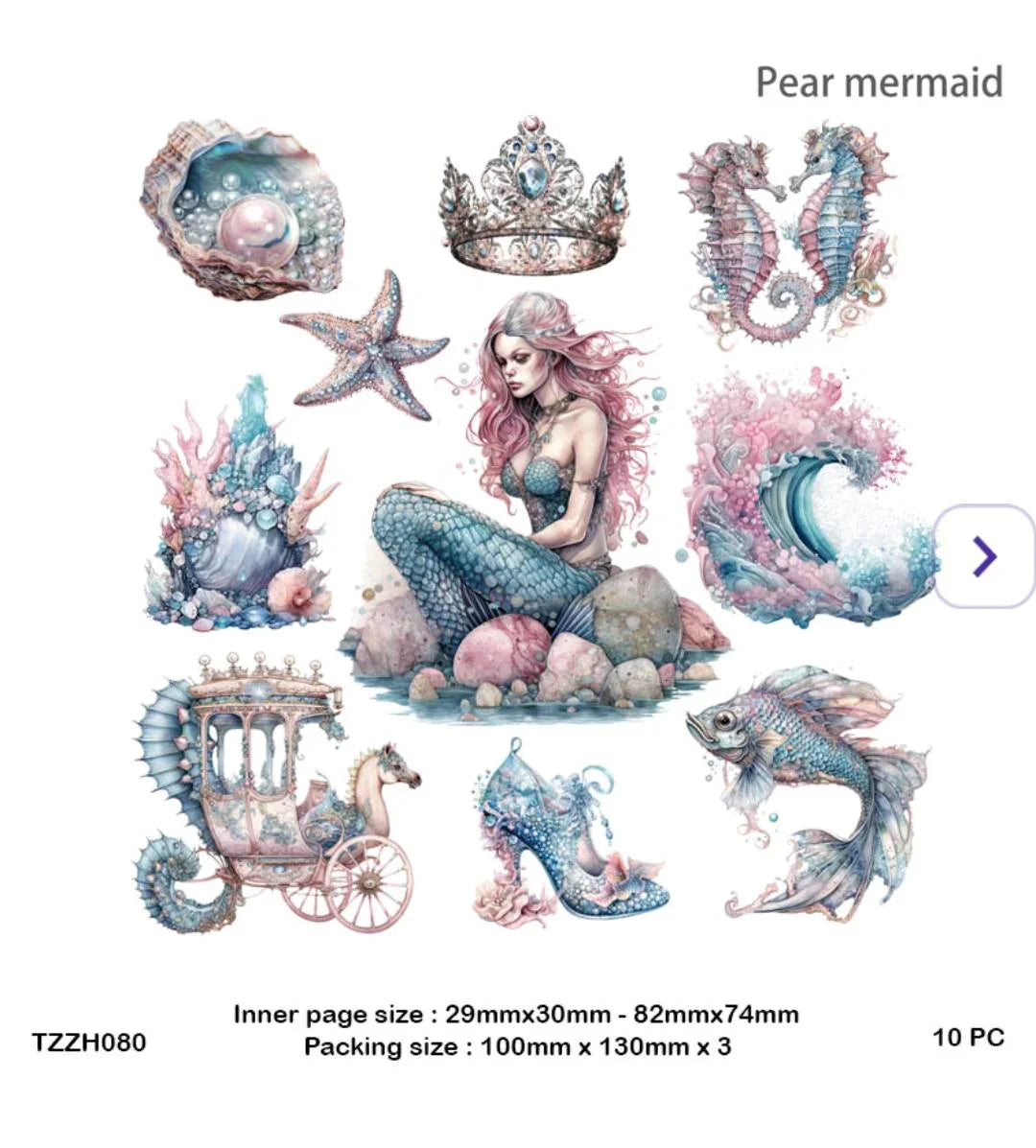 Tzzh080 Mermaid Retro Story Sticker Pack 20Pc