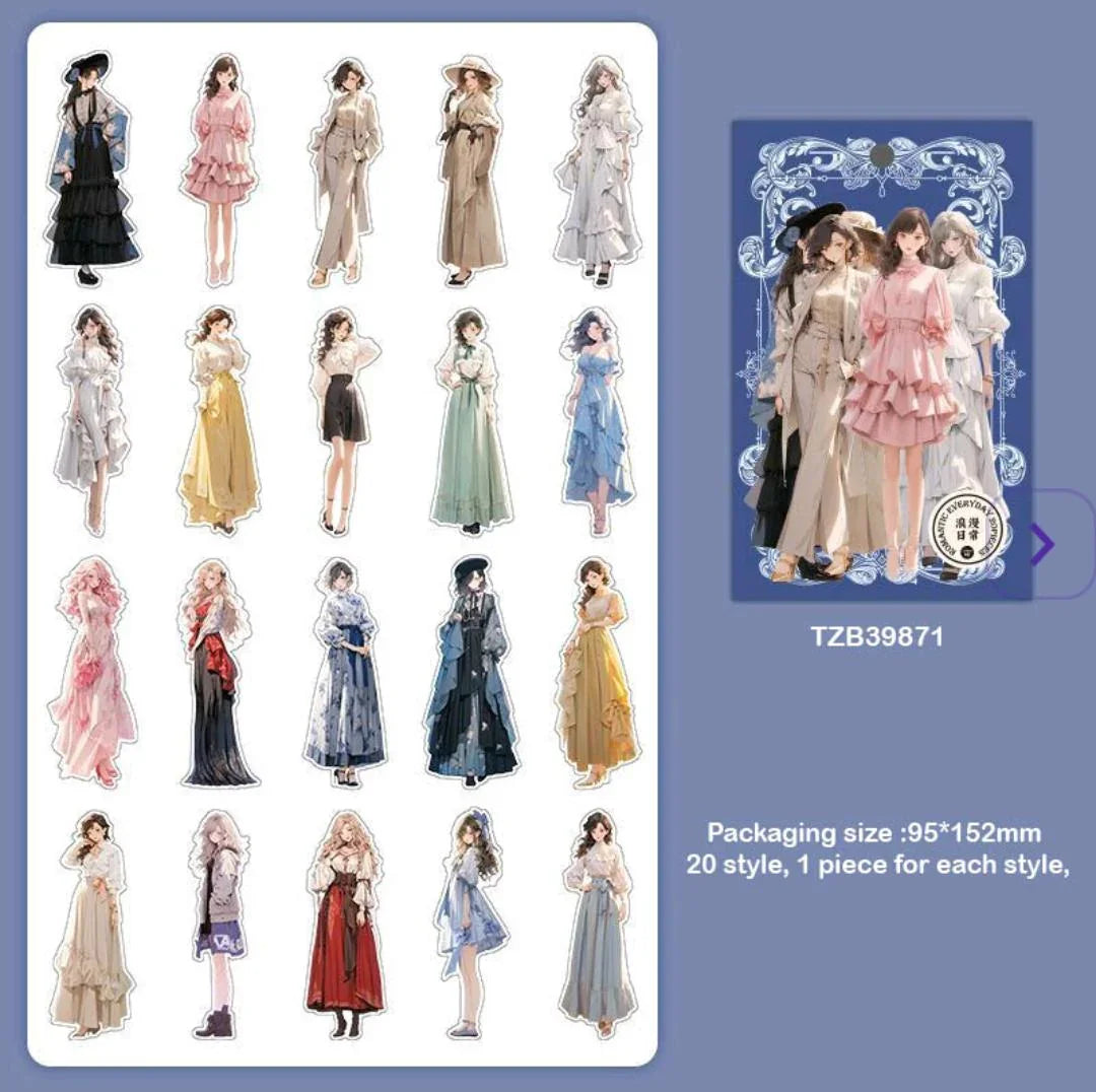 Tzb39871 Romantic Character Deco Sticker 20Pc
