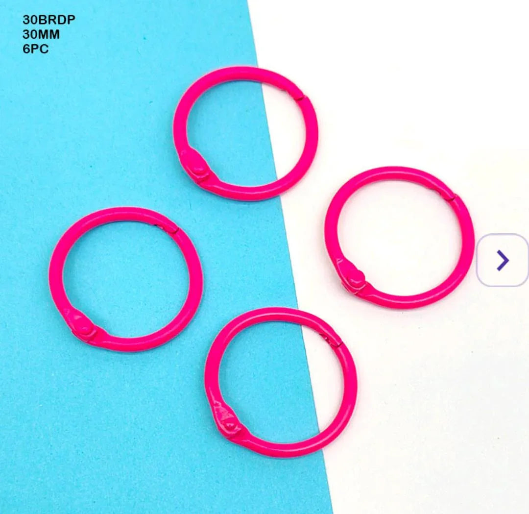30Mm Book Binding D Pink Ring (6Pc) (30Brdp)