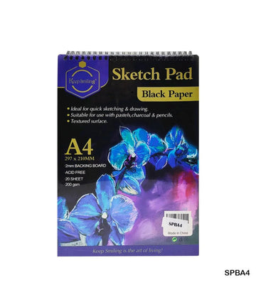 Sketch Pad A4 Black Spiral (Spba4)