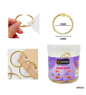 25Mm Book Ring Gold 120Pc (Brg25)