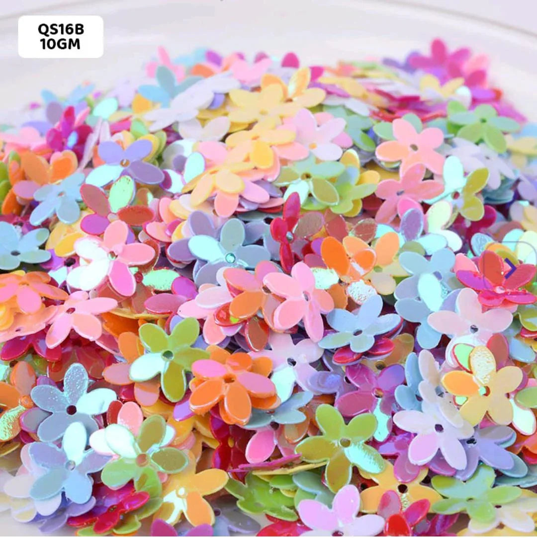 Qs16B Multi Flower 10Mm 10Gm Sequins