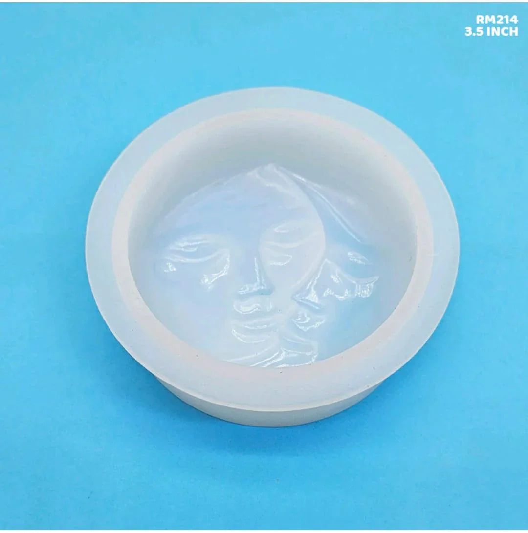 Rm214 Silicone Mold Moon Face Candle 3.5"