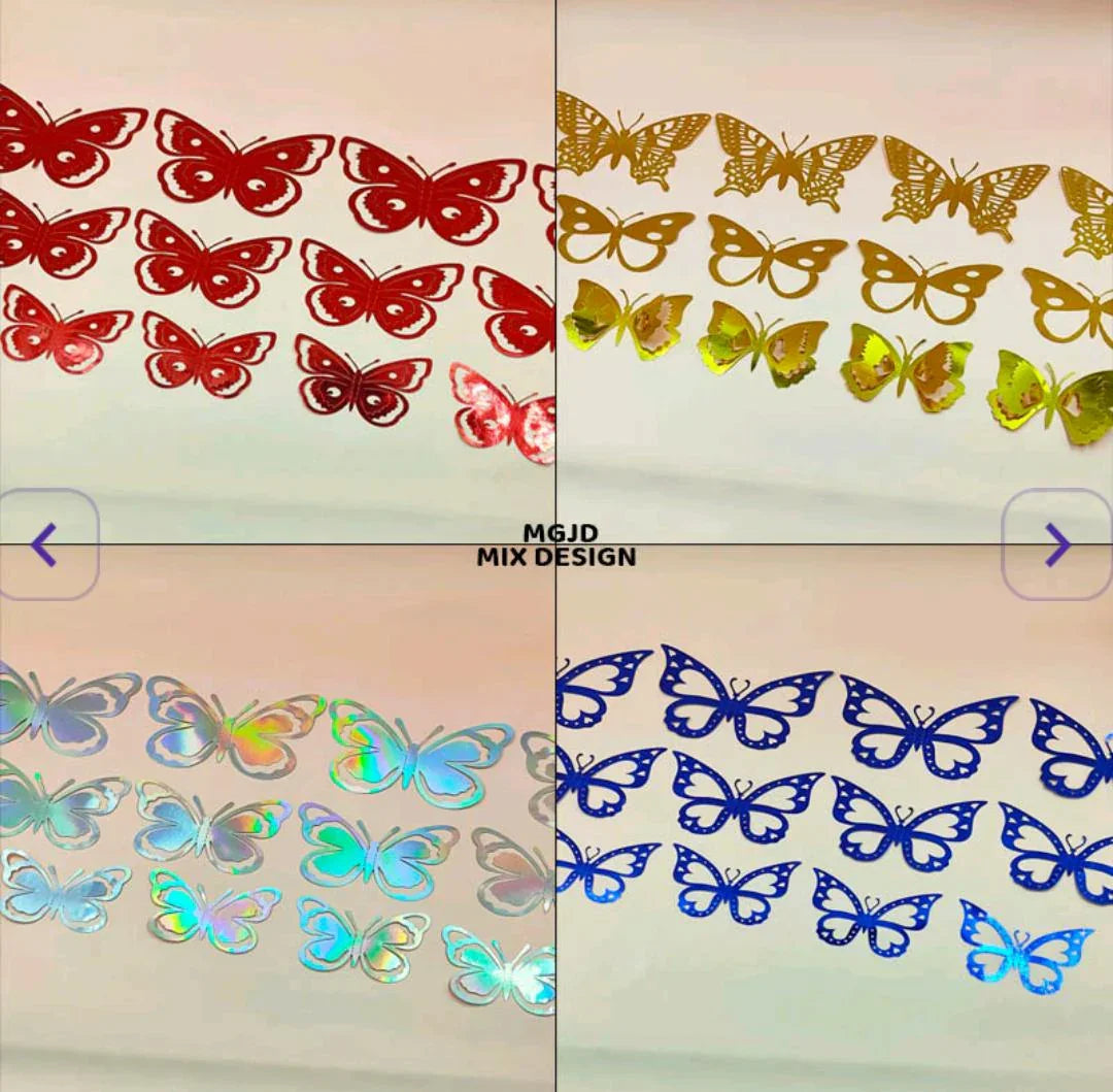 Mgjd 3D Butterfly Metallic Glitter Sticker 12Pc