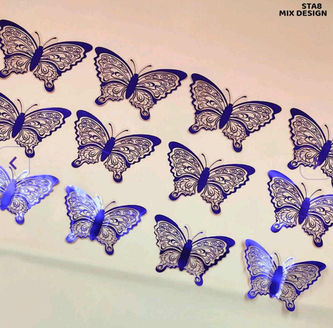 Sta8 3D 10 Butterfly Metallic Glitter Sticker