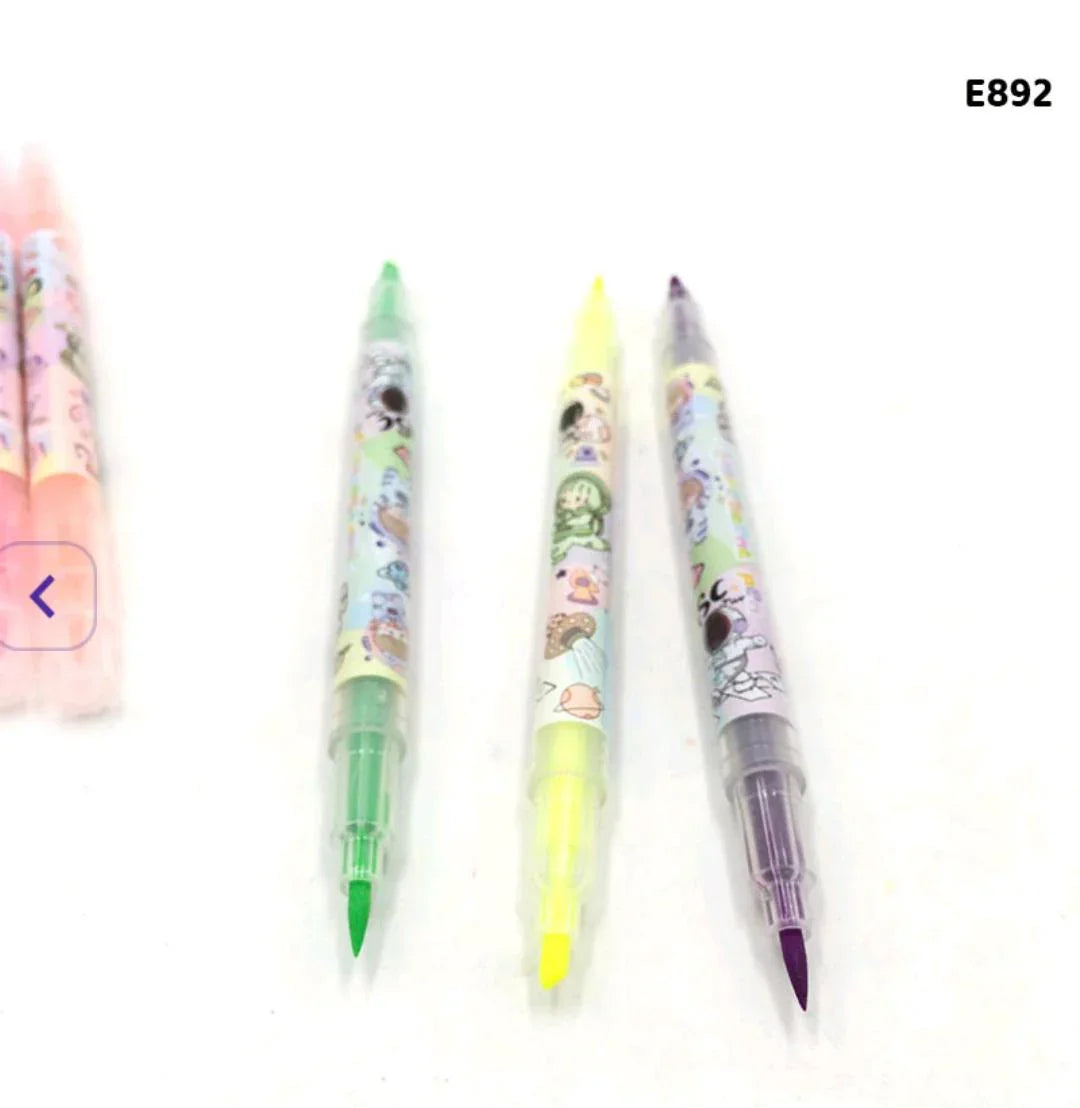 E892 6Pc Double Side Highlight Water Color Pen Set