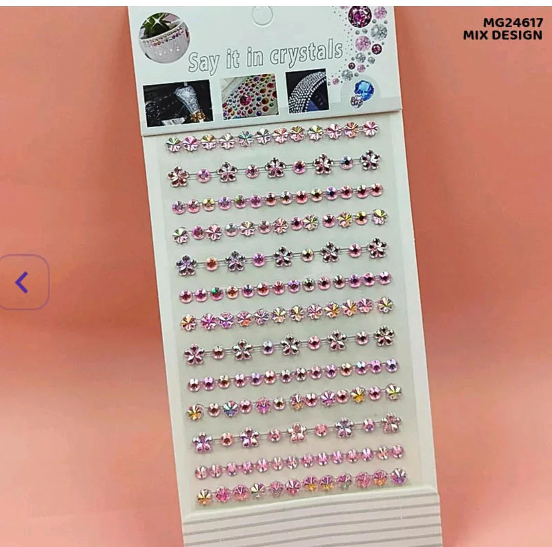 Mg24617 Gem Stones Stay Crystal Flower2 Strip Sticker