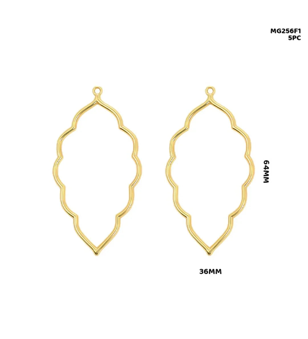 Mg256F1 Bezels Leaf Shape 5Pc Gold