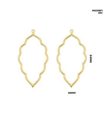 Mg256F1 Bezels Leaf Shape 5Pc Gold