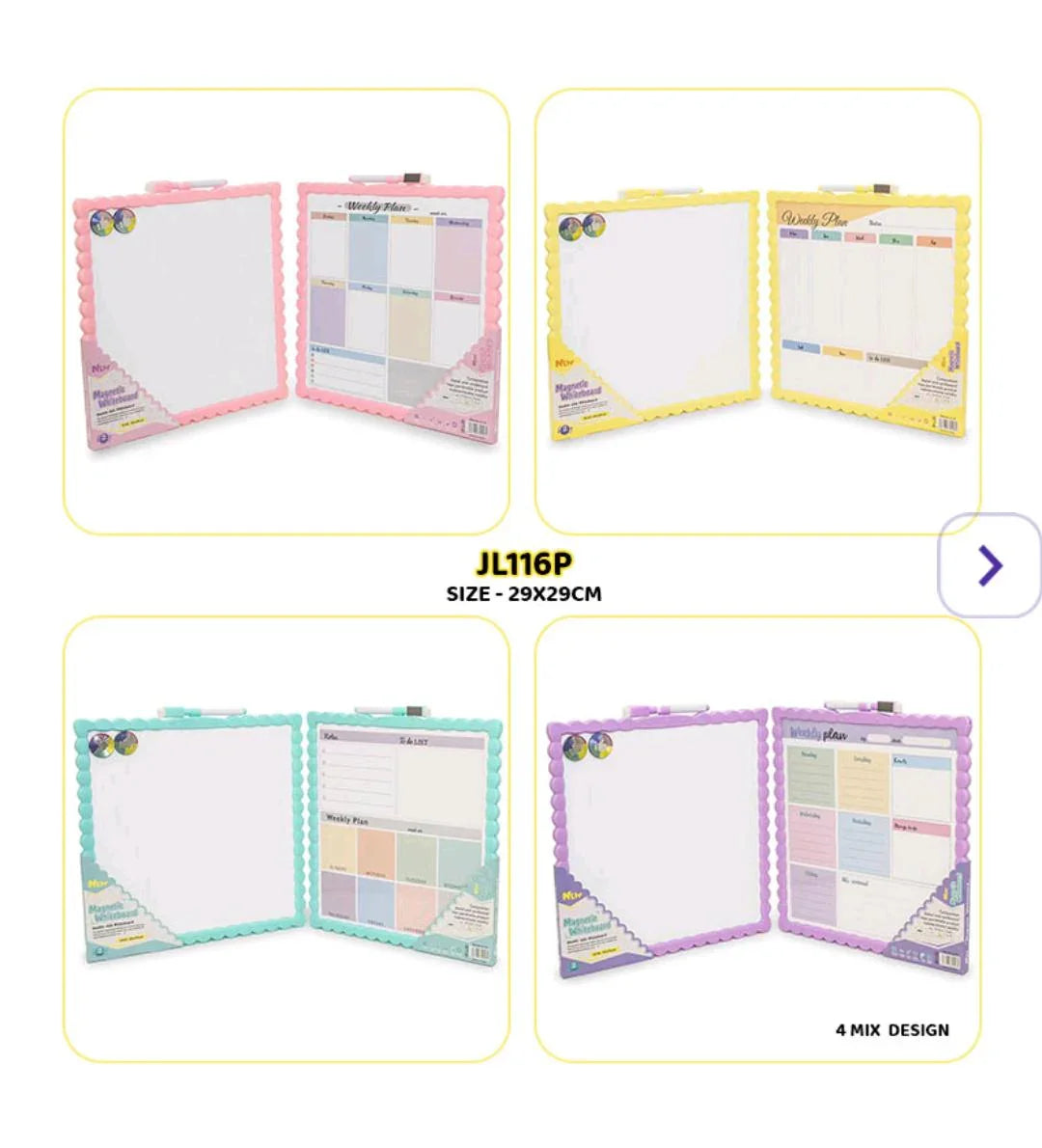 Jl116P Writing White Board Magnetic 29X29Cm Planner