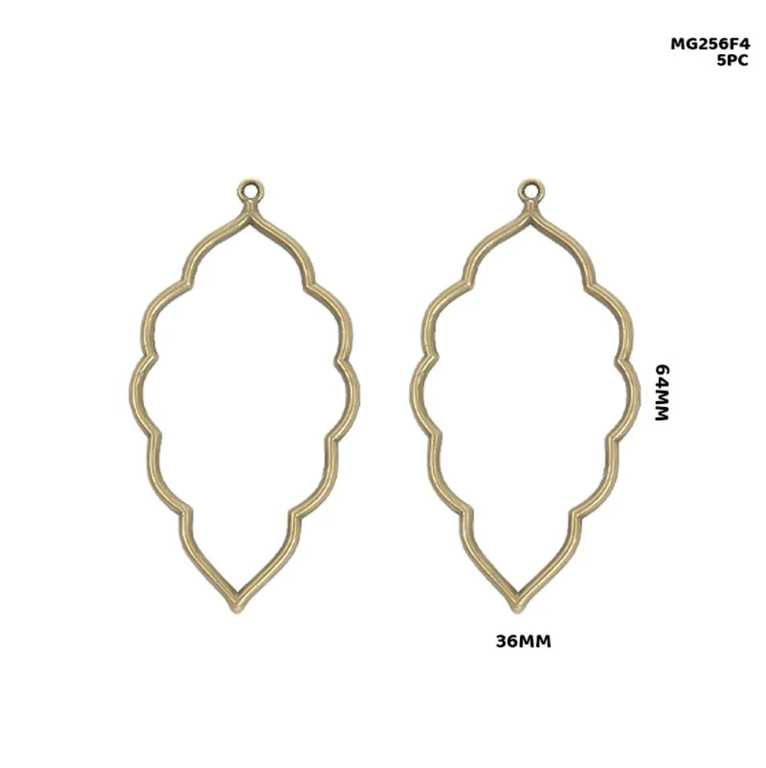 Mg256F4 Bezels Leaf Shape 5Pc Copper