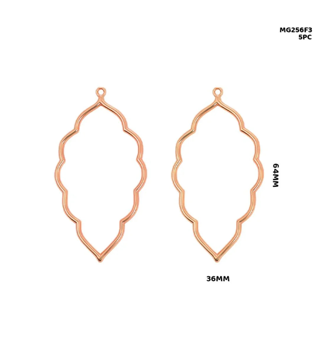 Mg256F3 Bezels Leaf Shape 5Pc Rose Gold