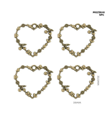 Mg256J4 Bezels Designer Heart Shape 5Pc Copper