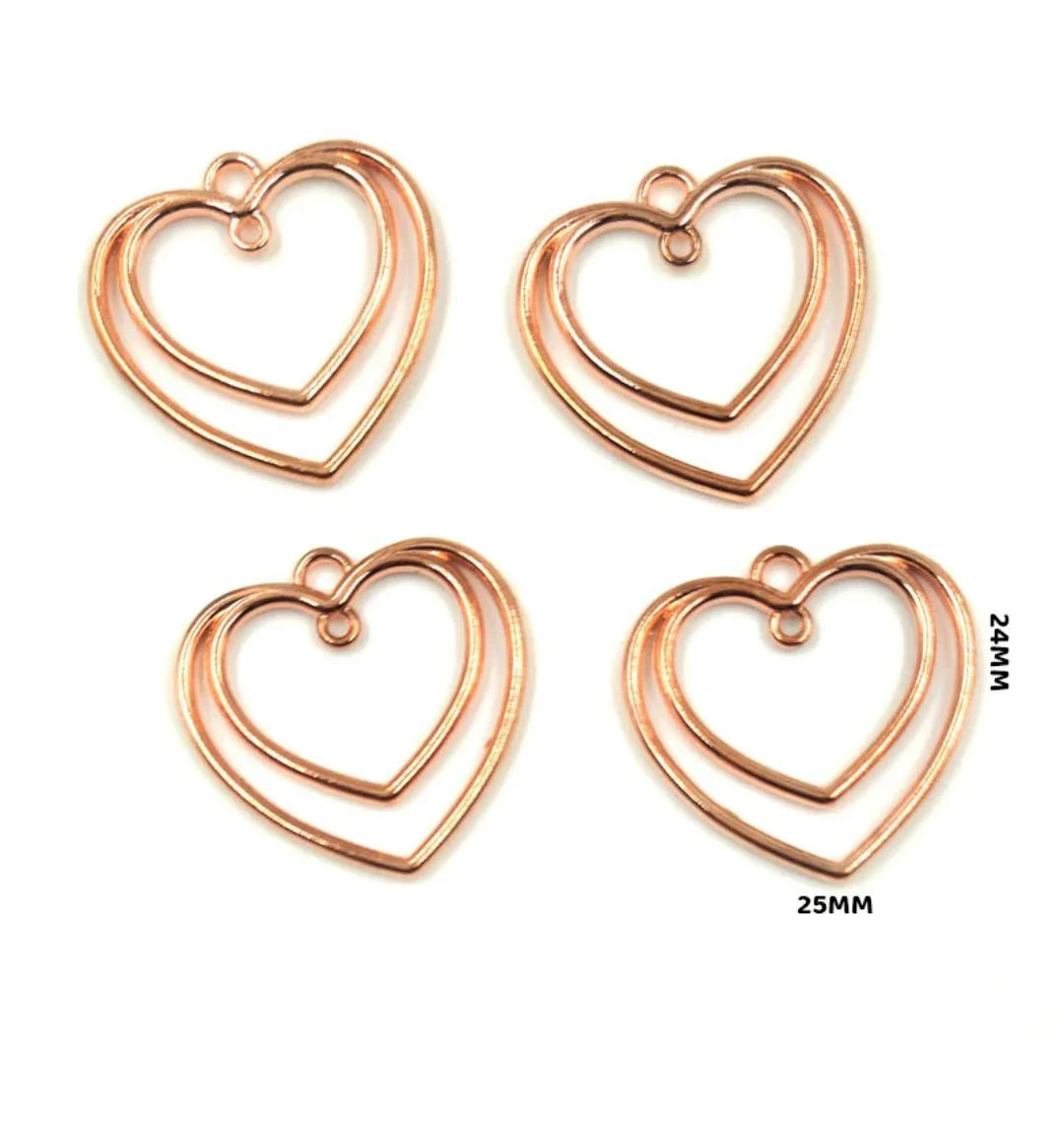 Mg256L3 Bezels Heart Shape 5Pc Rose Gold