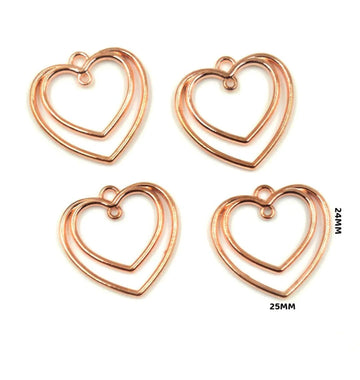 Mg256L3 Bezels Heart Shape 5Pc Rose Gold