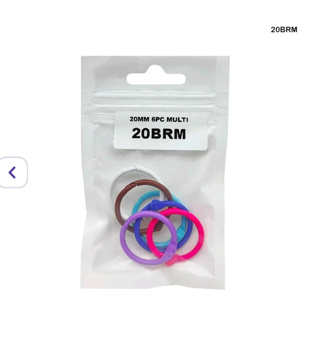 20Mm Book Binding Multi Ring (6Pc) (20Brm)