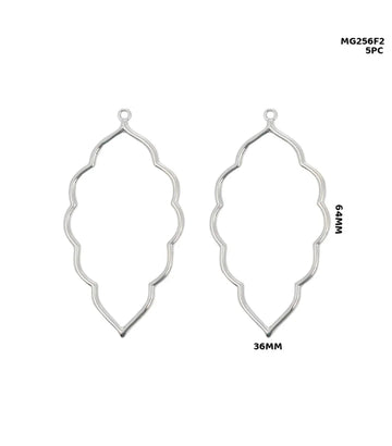 Mg256F2 Bezels Leaf Shape 5Pc Silver