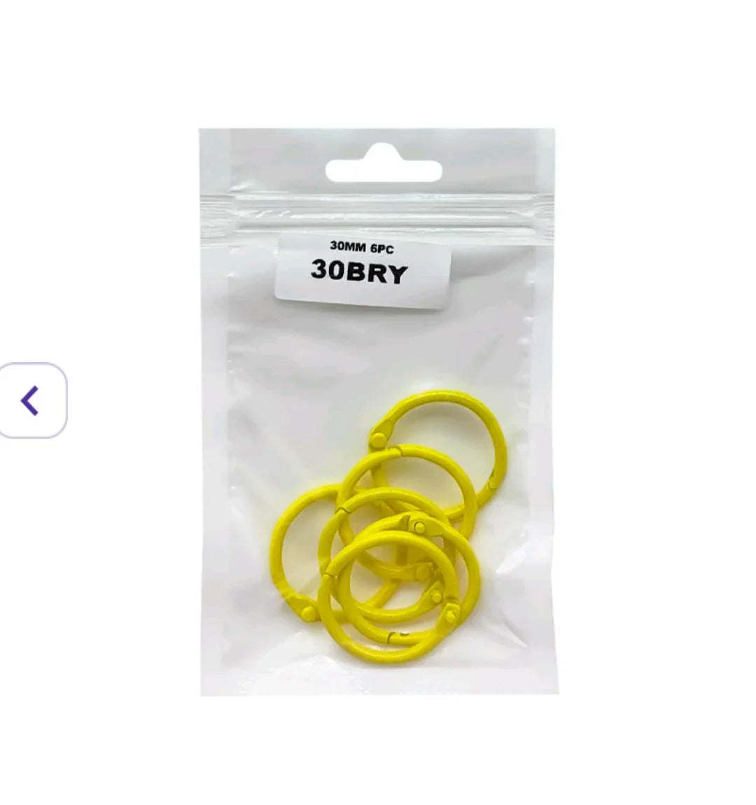 30Mm Book Binding Yellow Ring (6Pc) (30Bry)