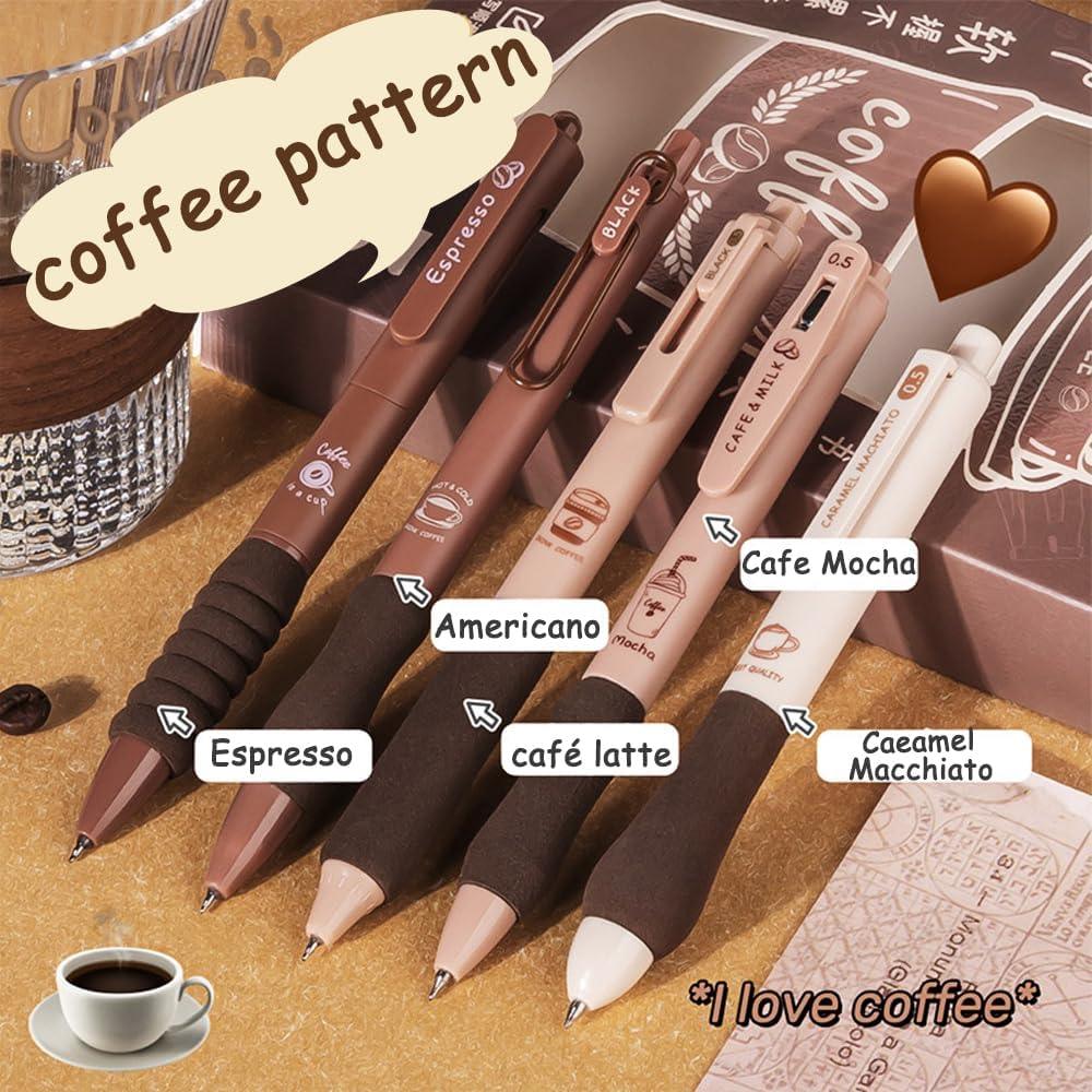 Coffee edition 0.5mm Blue Gel Pens l different Knibs 5 pens set l Fine korean Edition