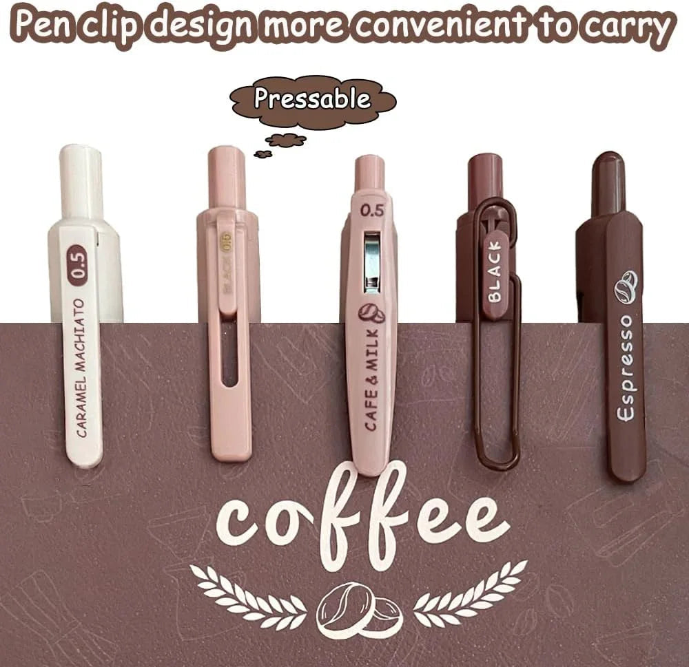 Coffee edition 0.5mm Blue Gel Pens l different Knibs 5 pens set l Fine korean Edition