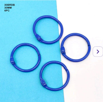 30Mm Book Binding D Blue Ring (6Pc) (30Brdb)