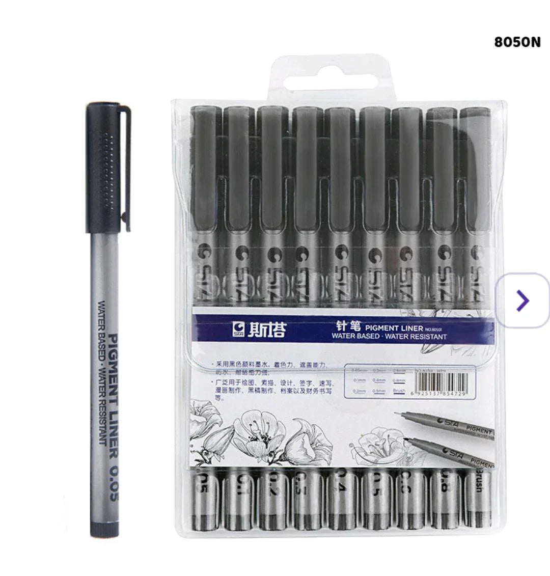 Pigment Liner Pen New Cc 9Pc (8050N)