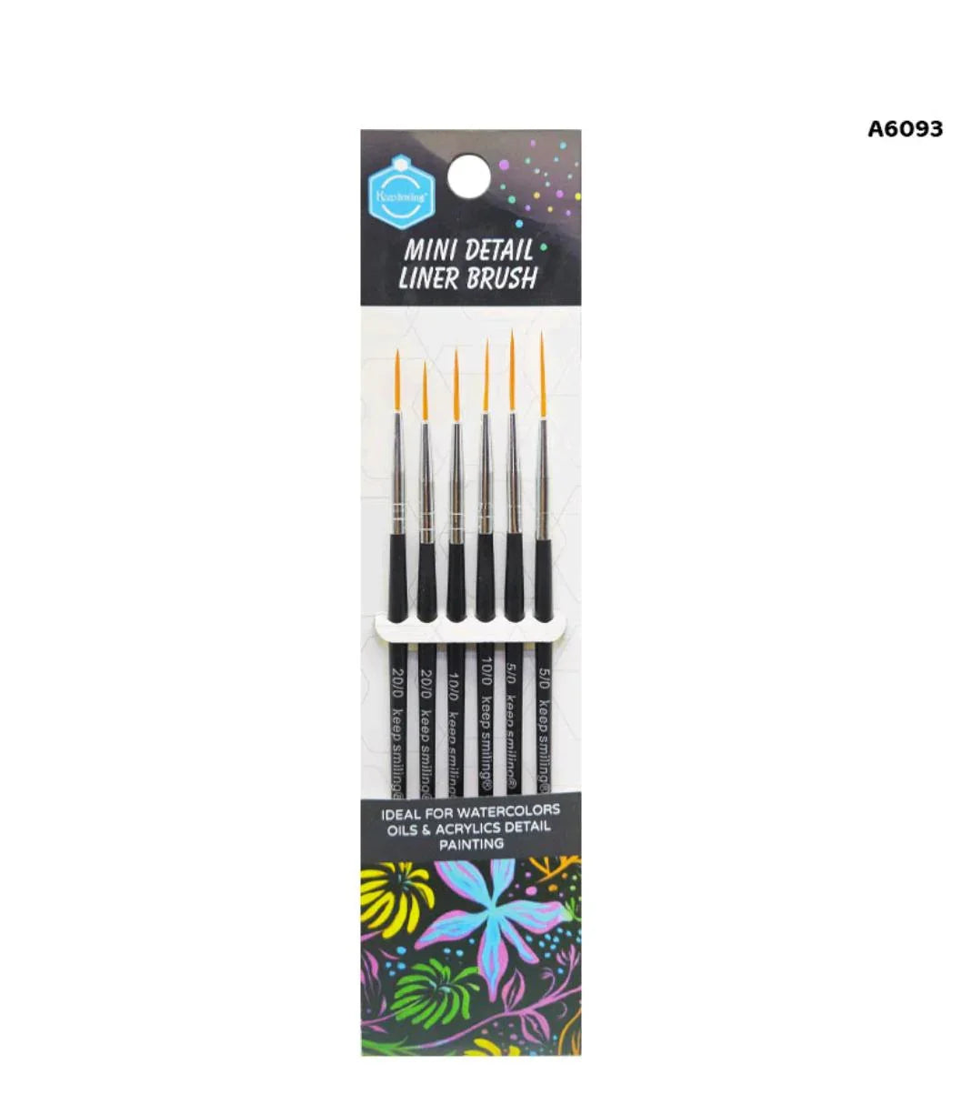 A6093 Mini Detail Liner Brush 6Pc