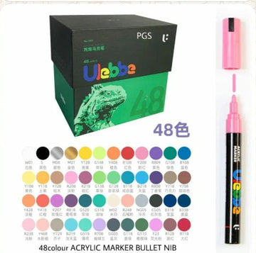 Chrome 48 Colour Acrylic Marker Set – Professional Paint Pens for All Surfaces | Bold, Waterproof & Multi-Surface