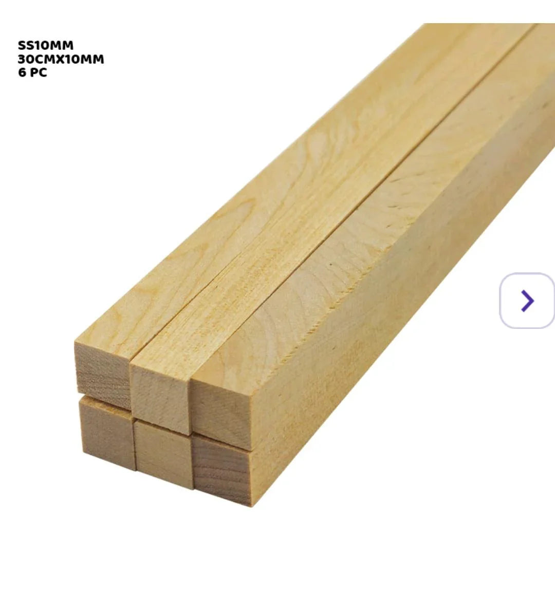 Ss10Mm Wooden Stick Square 30Cmx10Mm (6 Stick)