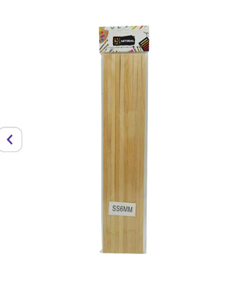 Ss6Mm Wooden Stick Square 30Cmx6Mm (10 Stick)