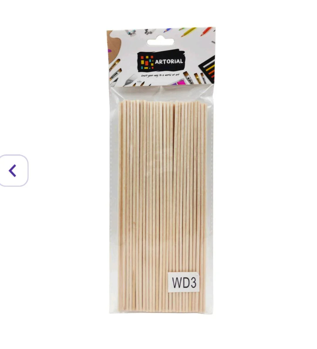 Wood Stick Plain  0.3 X20 Cm 50 Pcs (Wd3)