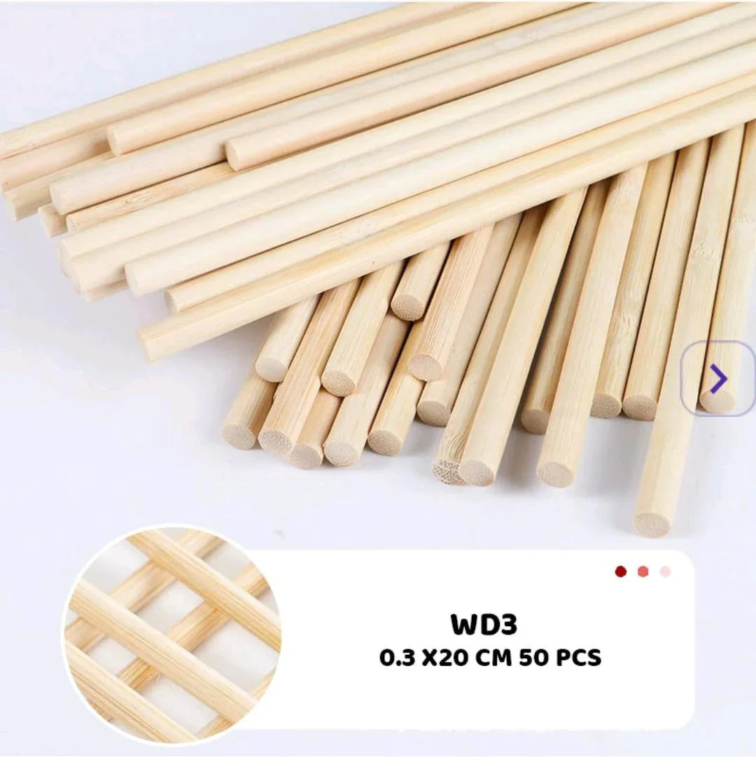 Wood Stick Plain  0.3 X20 Cm 50 Pcs (Wd3)