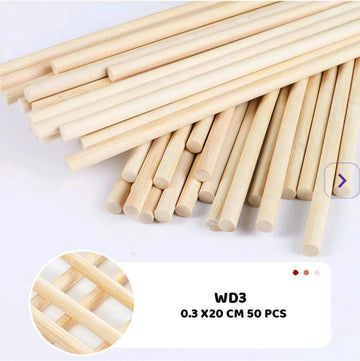 Wood Stick Plain  0.3 X20 Cm 50 Pcs (Wd3)