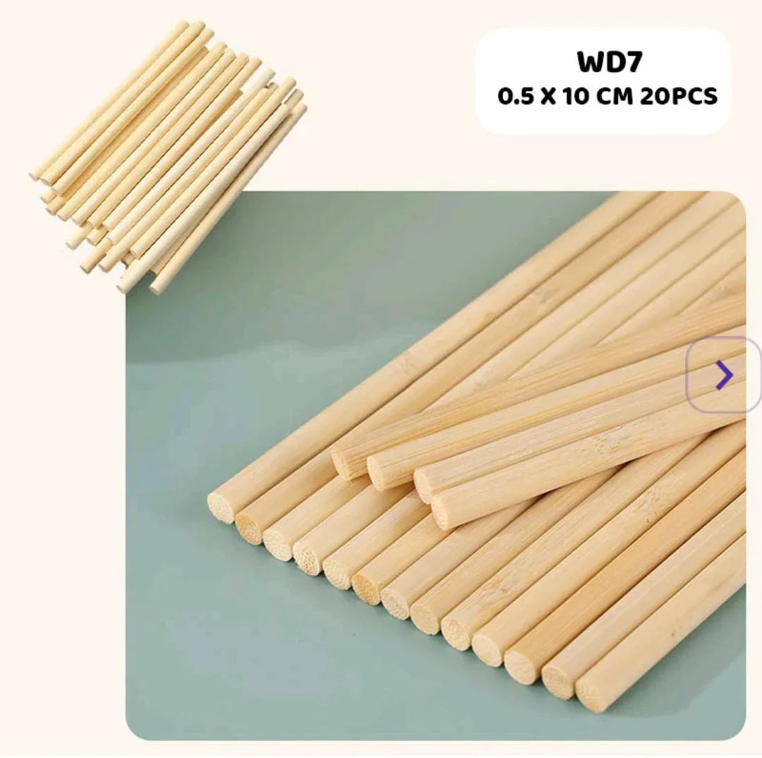 Wood Stick Plain 0.5 X 10 Cm 20Pcs (Wd7)