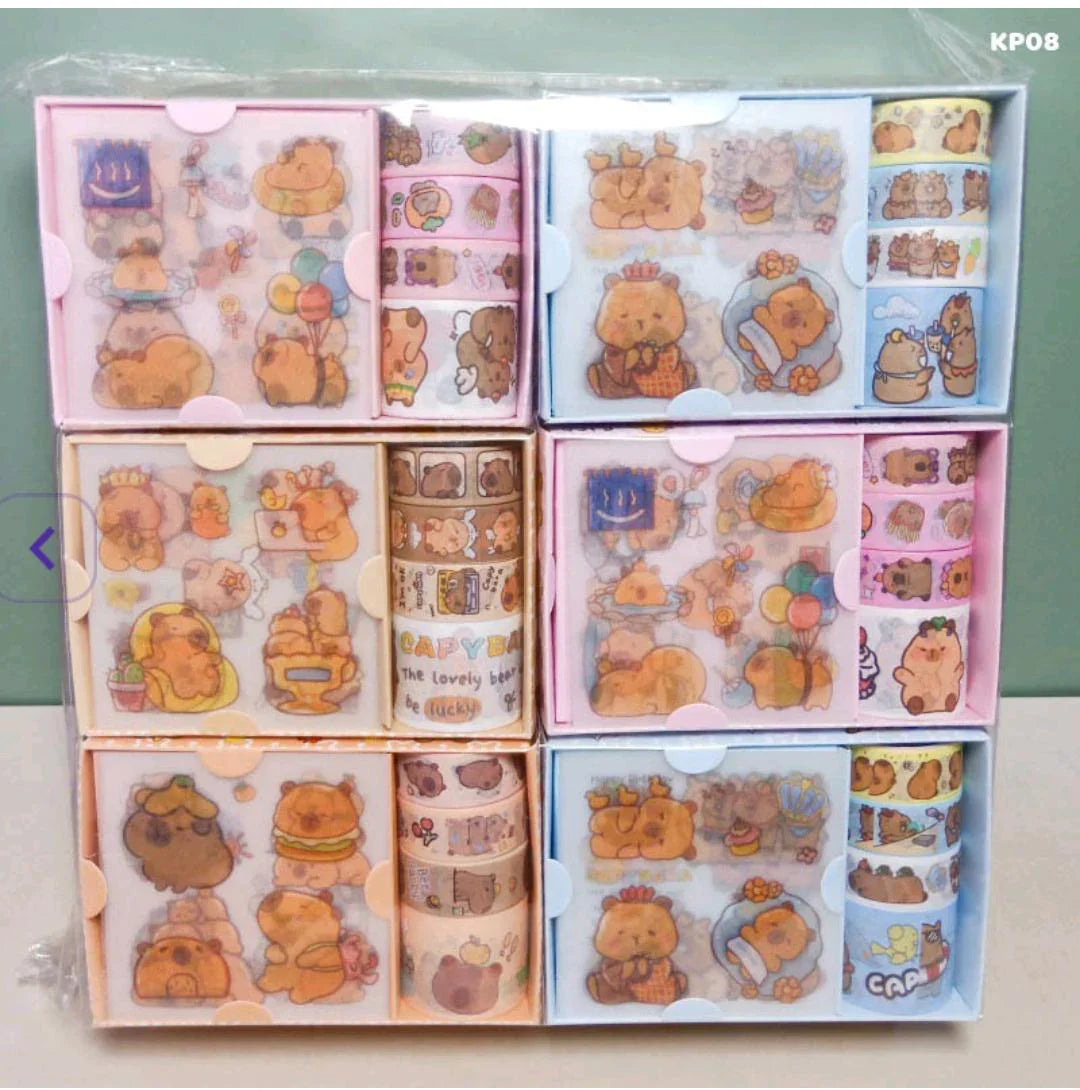Kp08 Stcker N Tape Set Capybara