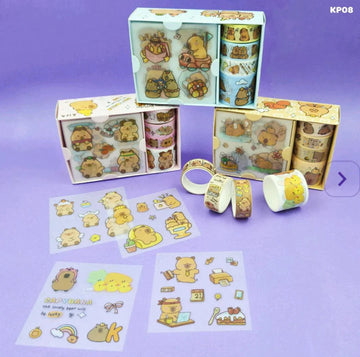 Kp08 Stcker N Tape Set Capybara