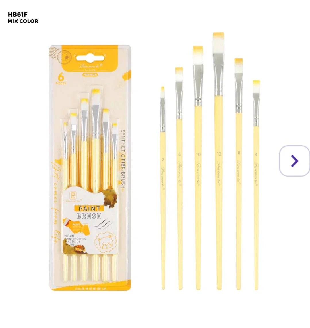 Hb61F 6Pc Paint Brush Flat