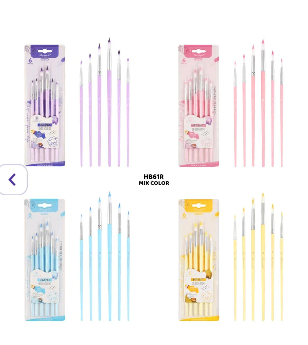 Hb61R 6Pc Paint Brush Round