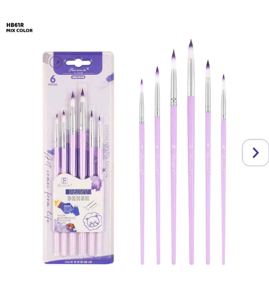 Hb61R 6Pc Paint Brush Round